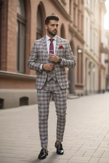 Costum barbati slim fit + Vesta A7806 D3-3.2